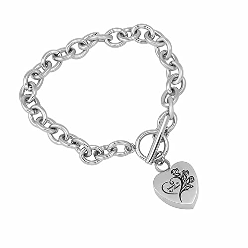 Bracelet d'urne de crémation en acier inoxydable gravé Always in My Heart 24cm pour cendres