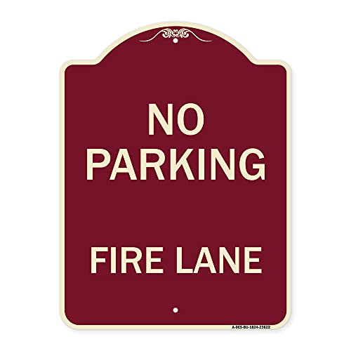 SignMission Designer Series Sign - No Parking, Fire Lane | Burgundy 18" x 24" Heavy-Gauge Aluminum Architectural Sign | Protect Your Business & Municipality | Made in The USA