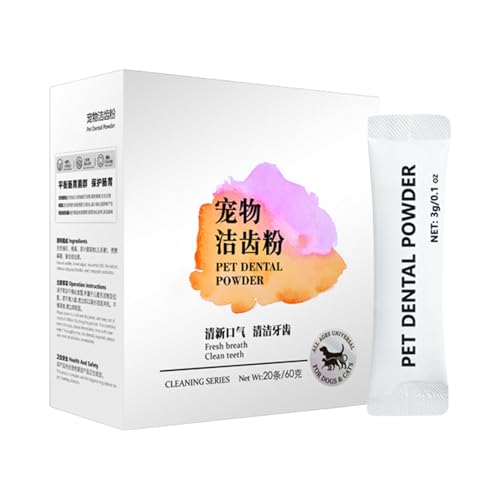 Katzenzahnreinigungspulver, 20 Beutel, Hundepulver, reduziert Mundgeruch, verbessert die Höhle des Haustiers, Hygieneprodukte für Kätzchen