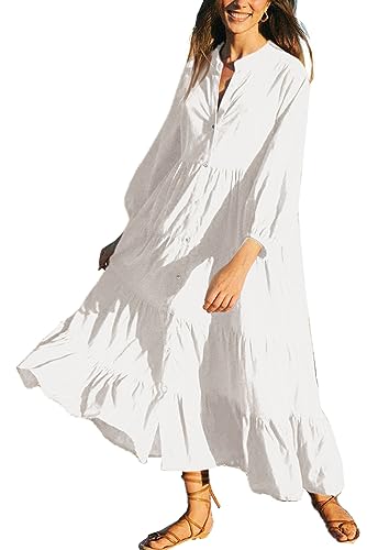 YouKD Womens Summer Boho Kimono Long Shirt Dress Large Size Robe Beach Wraps One Size Bathrobes