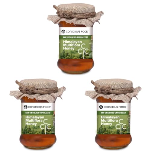 Image of Conscious Food Himalayan Multi Flora Honey | 200g | NMR Tested Honey | Certified by German Lab | Raw, Unheated and Unpasteurized (Pack of 3)