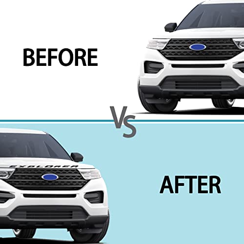 3D Raised Front Hood Grill Letters Decals Badge Emblem Nameplate Compatible For 2011-2020 2021 2022 Explorer Stickers - Matte Black #TOP4