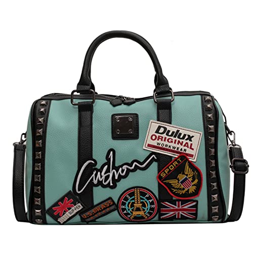 Bolsos de mujer de lujo remache de cuero Bolsos de hombro All-Match Trendy Boston Ladies Bolsos Casual Tote, Grande verde., M Cover