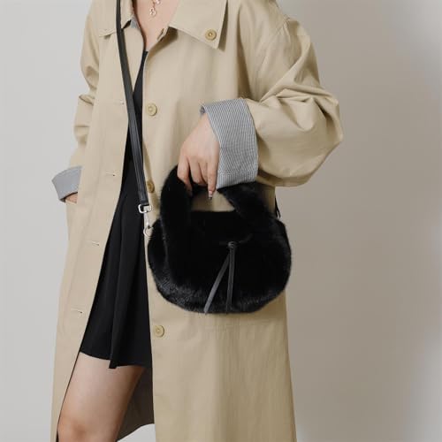 Faux Fur Small Tote Handbag for Women Soft Furry Shoulder Crossbody Bag Cute Fluffy Purse3