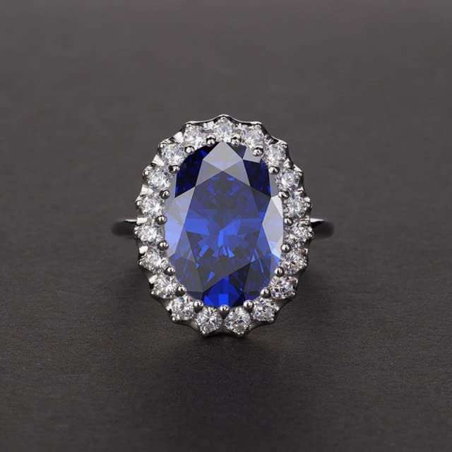 Lujo 100% Plata de Ley 925 Corte Ovalado Zafiro Amatista topacio Piedras Preciosas Compromiso Pareja Anillos joyería 5-12
