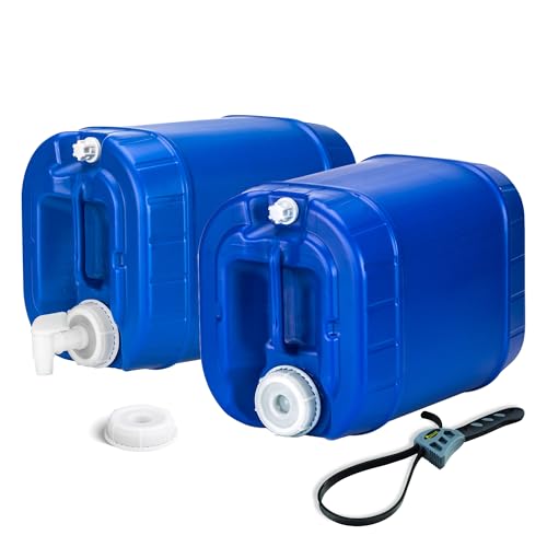 Legacy Premium Emergency Water Storage Containers 10 Gallon, Long Term 5 Gallon Water Tank - 2 Stackable Food Grade Tanks Included, for Camping, Prepping, Survival - 10 Gallon Total Capacity