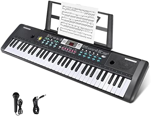 WOSTOO Keyboard Piano, 61 Key Portable Keyboard with Built-In Speaker, Microphone, Music Stand, Power Supply, Electronic Keyboard for Beginners Musical Instrument Educational Toy for Kids Boy Girl