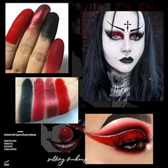 ecofavor Red Goth Eyeshadow Palette - 9 Colors True Hot Red Black Eye Shadows | Halloween Glitters Makeup | Matte Shimmer High Pigmentation | Clown Vampire SFX Halloween Christmas Palette