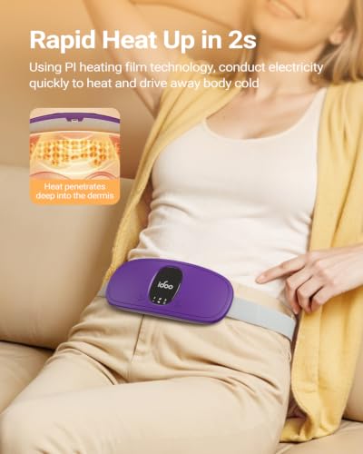Image of iDOO Heating Pad for Cramps, FSA Eligible Items Only List, Portable Cordless Heating Pad, Electric Waist Belt Device for Cramps Pain, Gifts for Girlfriend Mom Wife Women (Deep Purple)
