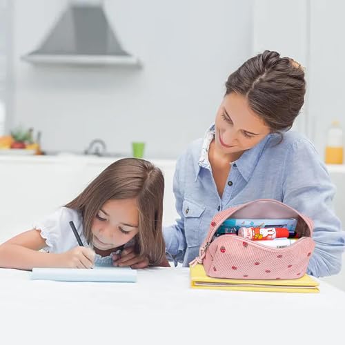Image of LEDAOU Cute Pencil Case for Kids Girls Pink Pencil Pouch Kawaii Pen Pencil Box Bag Holder for School Students