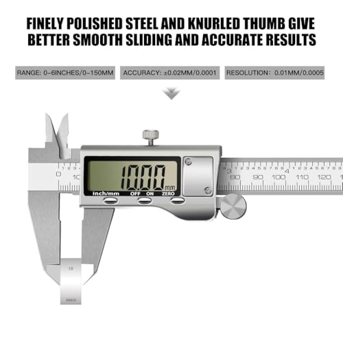 Image of 200mm Digital Vernier Caliper Stainless Steel Electronic Measuring Tool with LCD Display, 0.01mm Accuracy, Inch /MM Conversion, Precision Gauge for Engineering, Workshop & DIY Use (PLATINUM 200MM)