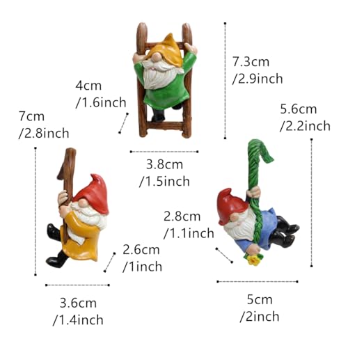 Honiweer 3 peças de gnomos de escalada para decoração ao ar livre para quintal, estátua de gnomos, a