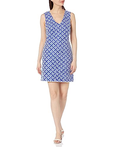 Trina Turk Women's Jacquard Shift Dress with Fringe Hem, Majorelle Blue