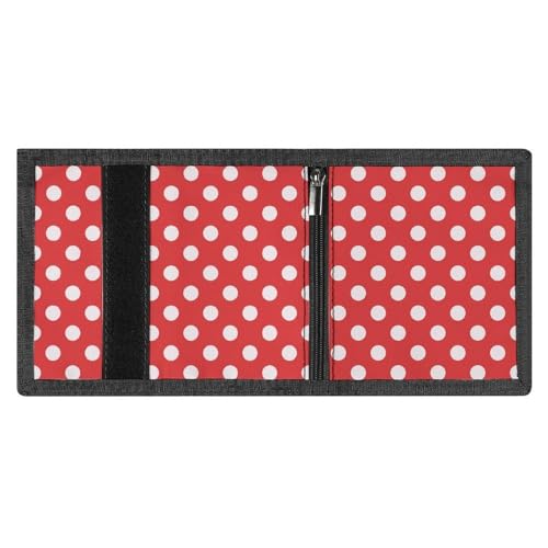 White Polka Dot Red Print Wallet for Men, 8 Credit Card Holder Slim Minimalist Front Pocket Small Mens Bifold Wallets3