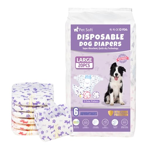 Pet Soft Dog Nappies Female, 20 Count Disposable Dog Period Season Pants