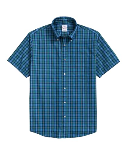 [Brooks Brothers] [ブルックスブラザーズ] コットンポプリン シーズナルパターン ショートスリーブ フライデーシャツ 100221476 ブルー XL