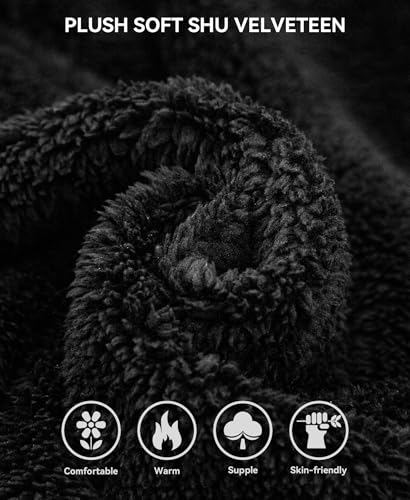 Yoimira Mens Robe with Hood, Big and Tall Plush Fleece Long Robe for Men Full-Length Bathrobe Cozy and Warm With Pockets2