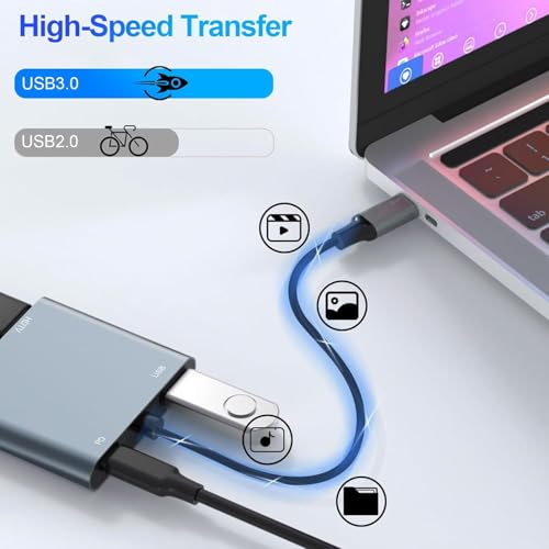Image of Laptop Docking Station Dual Monitor, USB C Docking Station Double Monitor Compatible for Dell /HP /Lenovo /Mac, Dual HDMI Adapter for 2 Monitors with 2 HDMIs 4K /USB3.0 /PD, HDMI Splitter Extended Display