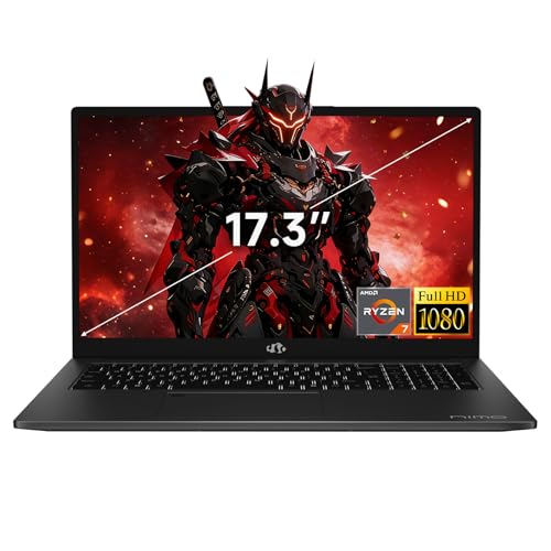 Image of NIMO 2026 Laptop, 8 Cores AMD R7 7735HS 32GB DDR5 RAM 1TB SSD (Up to 4.75GHz, Beat i7-12650H) Gaming Laptop with Radeon 680M GPU, 17.3 inch IPS FHD Large Screen, 180 Open Angle, Webcam, Type-C, Wi-Fi 6E