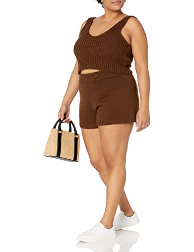Image of The Drop Women's Sylvie Double V-Neck Textured Rib Cropped Sweater Tank