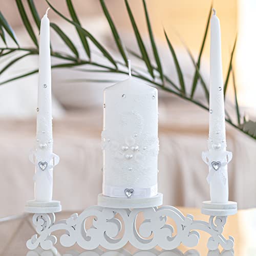Unity Candle Holders For Weddings Ceremony - Candle Holders For Table Centerpiece For Wedding Decoration - One Piece Wedding Unity Candle Holder - Portavelas Para Bodas - Rustic Unity Candle Stand #TOP2