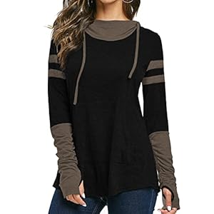 iChunhua Womens Hoodie with Thumb Holes Long Sleeve T Shirt Drawstring Tops with Pockets S-XXL