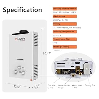14L Tankless Water Heater Propane with Digital Display, 3.66 GPM Portable Instant Hot Water Heater with Overheating Protection, 85,300 BTU RV Tankless Water Heaters for Indoor and Camping