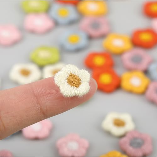 Pack of 50 1.3 cm Flower Applique, Mini Flower Patches, DIY Embroidered Flower Patches, Embroidered Patches, Clothes Patch - Image 3
