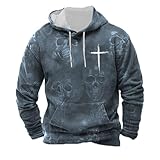 Genérico Sudadera con capucha para hombre gótico con calaveras colgantes - Suéter con capucha de aspecto usado en 3D de estilo sombrío | Suéter negro para motociclistas y fans del metal, S