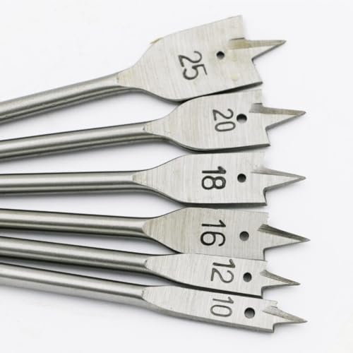 Jogo De Brocas Chatas Para Madeira 6 Peças 10mm a 25 mm Uso Profissional