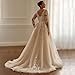 FHPKGE Vintage Lace Wedding Dress for Bride with Appliques Plus Size V-Neck Ivory Bridal Dresses with Slit Long Sleeve Victorian Dress for Women 24