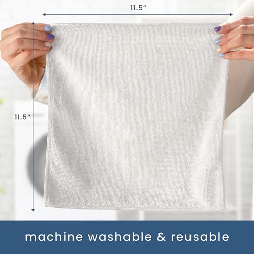 S&T INC. 50 Pack Microfiber Cleaning Cloth, Bulk Towels for Home, Reusable Microfiber Towels for Cars, Cleaning Rags, White, 11.5 Inches x 11.5 Inches, 50 Count - Image 4