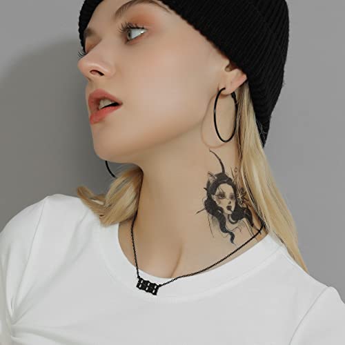 Goldchic Jewelry Black Angel Number Chain Chokers For Women, Steel Angel Numbers 444 Pendant Choker Chain #TOP5