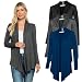 Free to Live Women's 3 Pack Light Weight Open Front Cardigans (Black, Charcoal, Navy),Medium