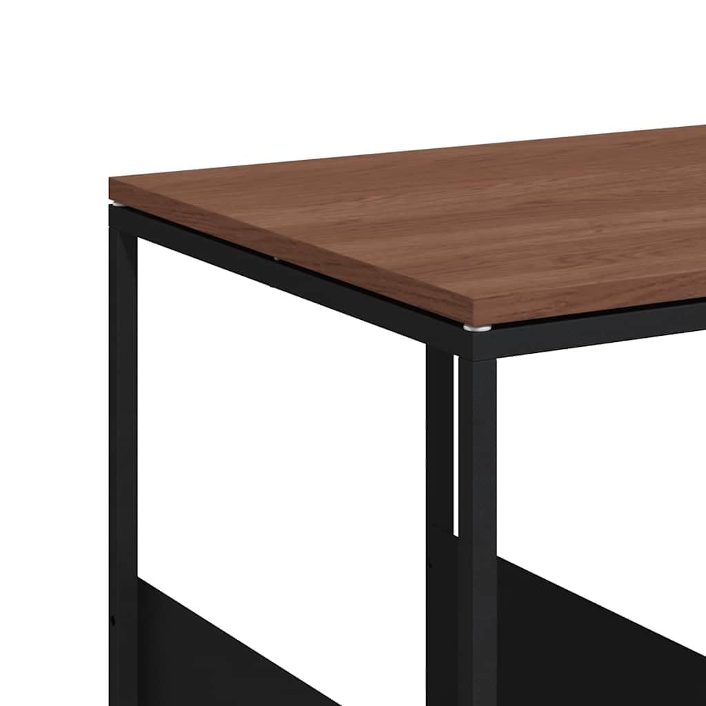 Mesa auxiliar en forma de C con ruedas negras, 55 x 36 x 63,5 cm, madera de ingeniería, estante de almacenamiento para sofá y cama