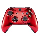 eXtremeRate Chrome Red Edition Front Housing Shell for Xbox One Wireless Controller Model 1708, Replacement Custom Faceplate Cover for Xbox One S & Xbox One X Controller - Controller NOT Included