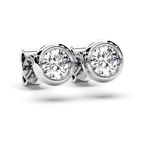 Moissanite Diamond Stud Earrings for Women Bezel Solitaire S925 Sterling Silver for Wife Girlfriend Mom Gifts for Her Daughter on Birthday Wedding Anniversary4