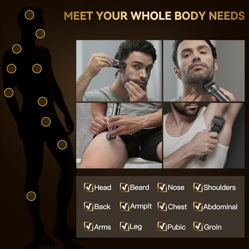 Image of Kensen 14-in-1 Hair Clippers & Dual Speed Body Hair Trimmer Men, 210 mins Long Battery Life Adjustable Stubble Beard Trimmer, Waterproof Cordless Barber Kit, Mens Grooming Kits for Hair /Pubic /Groin