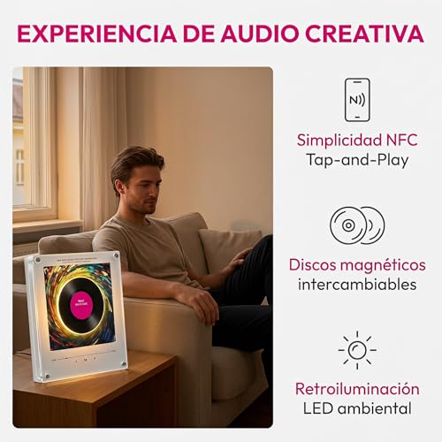 Reproductor musical NFC para nevera con discos vinilo premium 7