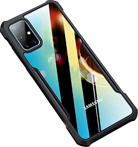 Image of A rtistque Clear Hard Transparent Acrylic Armor Anti-Drop Shockproof TPU Edge Back Cover Case for Samsung Galaxy M31s - Black