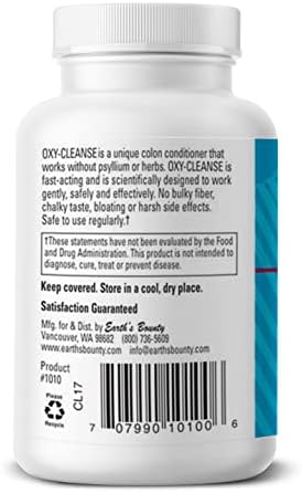 Earth's Bounty - Oxy-Cleanse - 75 Vegetarian Capsules - Oxygen Colon Conditioner - Naturally Cleans and Detoxifies - Herb Free