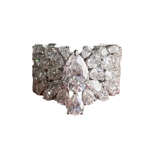 New 2026 Women Wedding Rings With Waterdrop Cubic Zirconia Modern Fashion Design Female Trendy Jewelry Luxury Accessories Creative Gift Ring