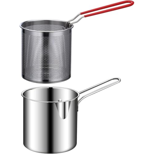 Vocdikficy Olla para Freír Olla con Cesta Freidora de Acero Inoxidable para Freír...