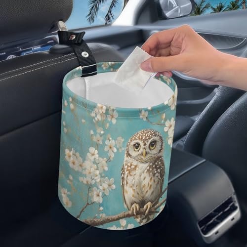 Image of Owl Floral Car Trash Can Garbage Bin Universal Hanging Cars Garbage Can Cars Interior Accessories Fit Most Vehicle SUV Truck