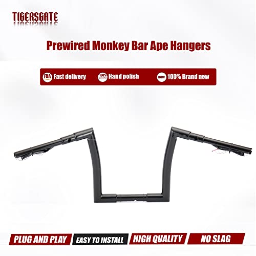 Tigersgate Black Prewired 14" Rise Ape Hanger Handlebar 1-1/2" Fat For Harley 2015-2022 Fltrx (Road Glide) & Fltrxs (Road Glide Special) & Fltru (Road Glide Ultra) #TOP3