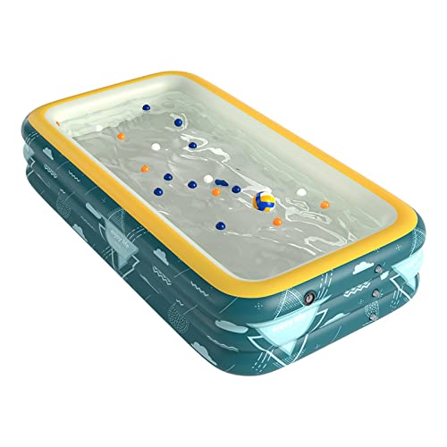 MHXZKHL Aufblasbares Planschbecken,Schwimmbecken Mit Drahtlosem Intelligentem Inflationssystem Familien-Rechteck-Schwimmbecken Mit Weichem Boden Für Hinterhof, Garten, Innenbereich,Blue-PVC-1.8M Cover