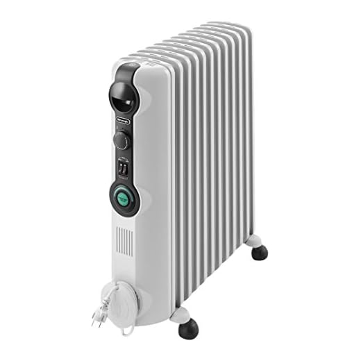 De'Longhi TRRS 1225C Radia S - Radiador de aceite, Termostato Ambiente Ajustable, Comfort-Temp, 12 Elementos, Ruedas, Blanco