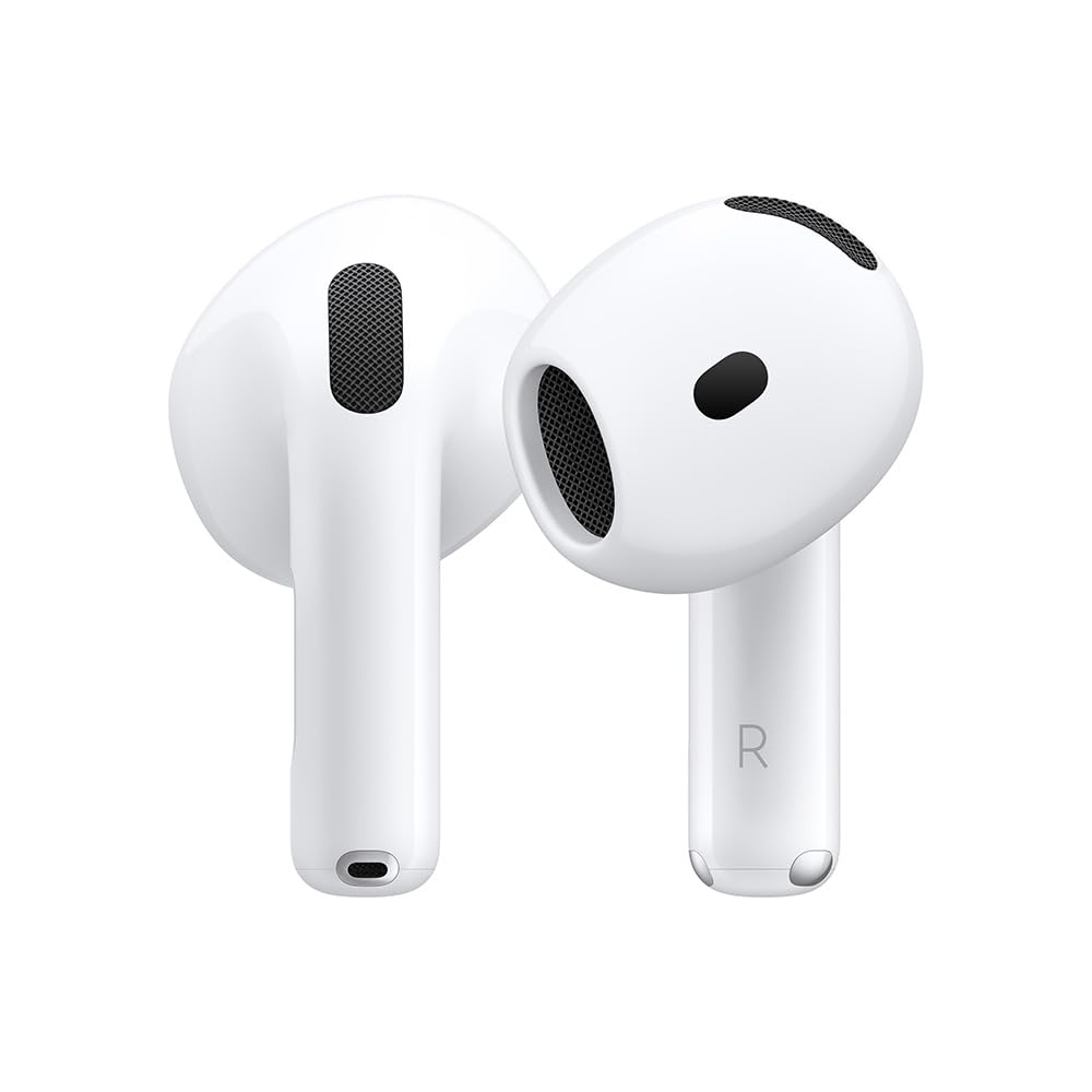 Audífonos inalámbricos AirPods 4 de Apple,audífonos Bluetooth,Audio Espacial Personalizado,Resistentes al Polvo,al Agua y al Sudor,Chip H2,hasta 30 Horas de batería,fácil configuración para el iPhone