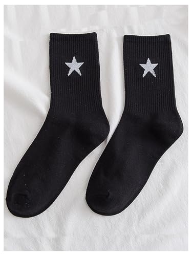 Verdusa Women's 2 Pairs Checkered Mid Calf Socks Vintage Graphic Printed Crew Socks3