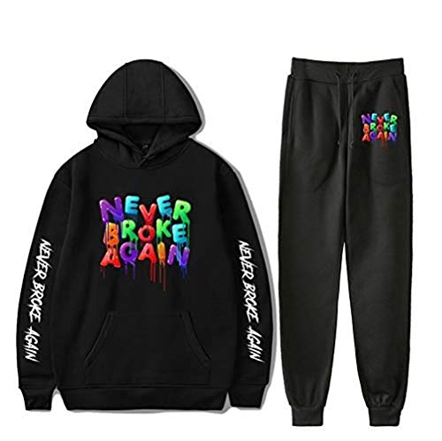 WAWNI Unisex Youngboy Never Broke Again Hoodie And Sweatpant Hip Hop Clothes Two Piece Suits (Black,Medium)